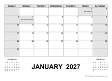 2027 Monthly Planner with UAE Holidays