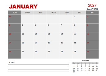 2027 Monthly Powerpoint Calendar