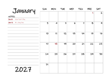 2027 Monthly Schedule Word Template