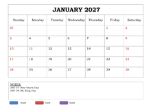 2027 Powerpoint Calendar Template