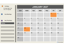 2027 Powerpoint Calendar With Holidays