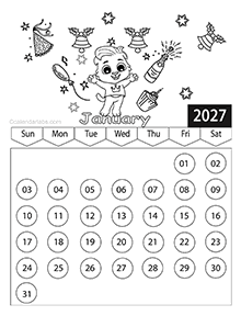 2027 Printable Coloring Calendar Pages