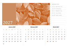 2027 Printable Three Months Calendar