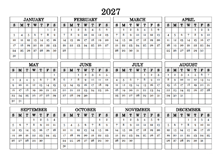 2027 Blank Yearly Calendar Landscape