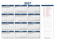 2027 Singapore Annual Calendar with Holidays