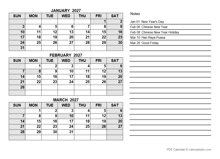 2027 Singapore Quarterly Calendar with Holidays