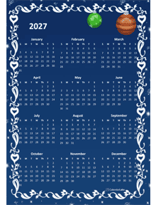 2027 Yearly Calendar Design Template