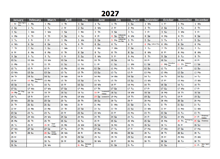Editable 2027 Yearly Excel Scheduling Calendar