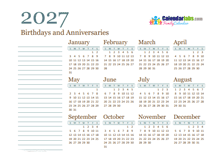 2027 Yearly Family Calendar