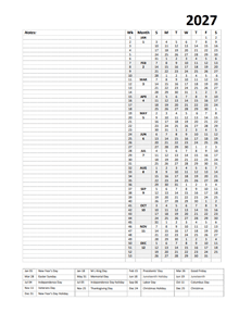2027 Yearly Project Planning Template