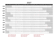 2027 Yearly Project Timeline Calendar South Africa