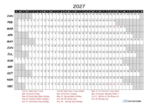2027 Yearly Project Timeline Calendar UAE