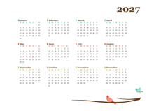 2027 Yearly Singapore Calendar Design Template