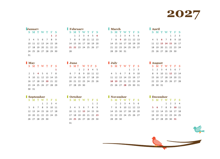 2027 Yearly Thailand Calendar Design Template