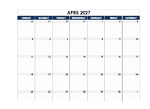 April 2027 Blank Calendar