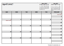 April 2027 Planner Template