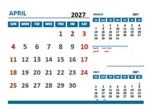 April 2027 Excel Calendar with Holidays