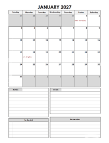 At A Glance 2027 Monthly Planner