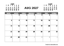 August 2027 Calendar Free Printable