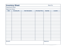 Business Inventory Template