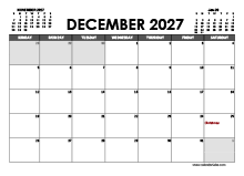 December 2027 Calendar Excel