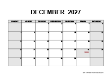 December 2027 PDF Calendar