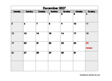 December 2027 Printable Calendar