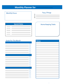 Editable Monthly Goal Planner