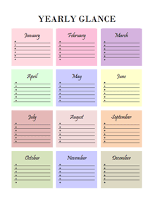 Family Yearly Glance Template