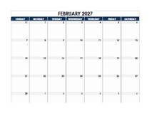 February 2027 Blank Calendar