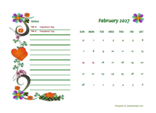 February 2027 Calendar Dates