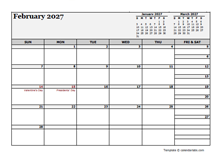 February 2027 Planner Template