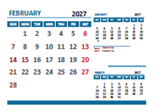 February 2027 Excel Calendar with Holidays