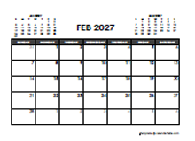 February 2027 Calendar Free Printable