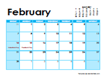 February 2027 Calendar with Holidays