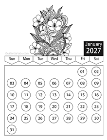 Free 2027 Floral Coloring Calendar