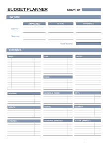 Free Monthly Budget Planner