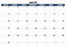 January 2027 Blank Calendar