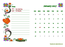 January 2027 Calendar Dates