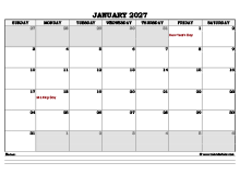 January 2027 Planner Excel