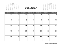 July 2027 Calendar Free Printable