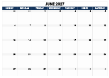 June 2027 Blank Calendar