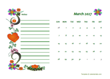 March 2027 Calendar Dates
