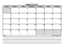 March 2027 Planner Excel