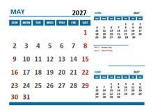 May 2027 Excel Calendar with Holidays