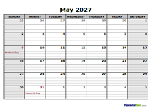 May 2027 Calendar Word