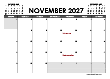 November 2027 Calendar Excel