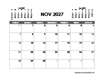 November 2027 Calendar Free Printable