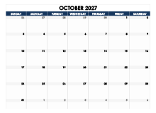 October 2027 Blank Calendar