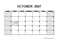 October 2027 PDF Calendar